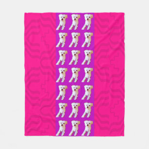 Pink Purple Maltese Dog 4Jojo Fleece Blanket