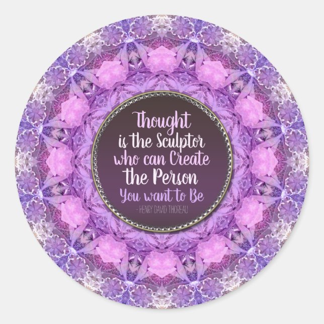 Pink Purple Mandala Bonita Creativity Classic Round Sticker (Front)