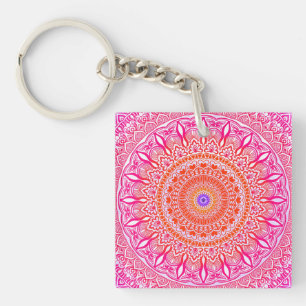 Pink purple Mandala Key Ring