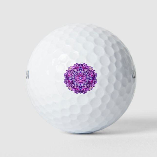 Pink & Purple Mandala Pattern Golf Balls (Front)