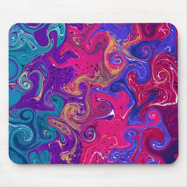 Pink, Purple Marble like Fluid Art Mouse Mat (Front)