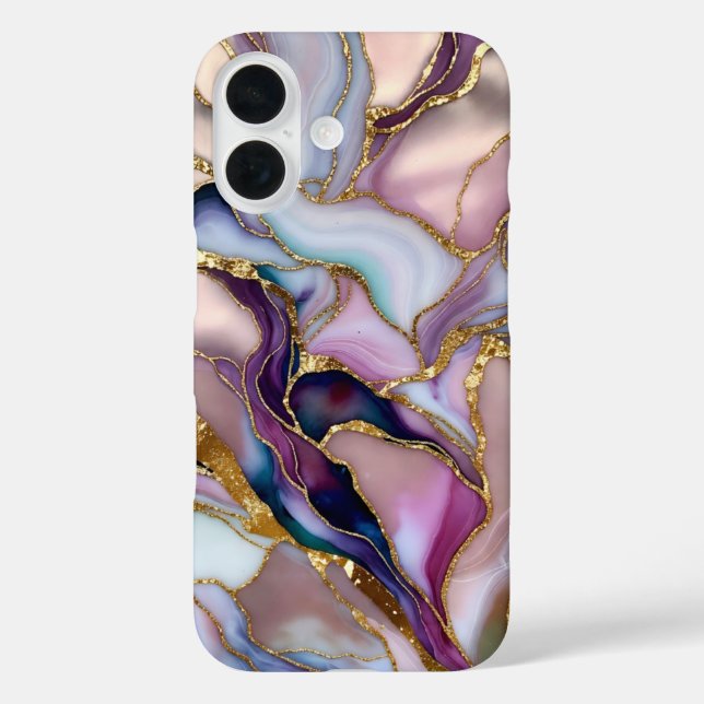 Pink Purple Marble Phone Case Gold Luxury (Back)