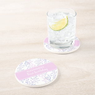 Pink Purple Mermaid 1st Birthday Girl Ocean Party Coaster