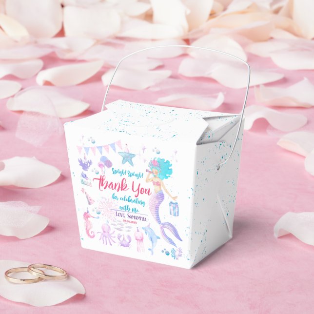 Pink Purple Mermaid Girl 1st Birthday Thank You Favour Box (Wedding)