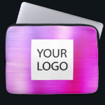 Pink Purple Metallic - Custom Logo Promotional Laptop Sleeve<br><div class="desc">Modern Pink and Purple Ombre Faux Metallic Stainless Gold Elegant Custom Logo Promotional Laptop Bag or Sleeve Promotional (promo) advertisement Case. This case can be customised to include your company or business logo.</div>