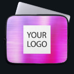 Pink Purple Metallic - Custom Logo Promotional Laptop Sleeve<br><div class="desc">Modern Pink and Purple Ombre Faux Metallic Stainless Gold Elegant Custom Logo Promotional Laptop Bag or Sleeve Promotional (promo) advertisement Case. This case can be customised to include your company or business logo.</div>