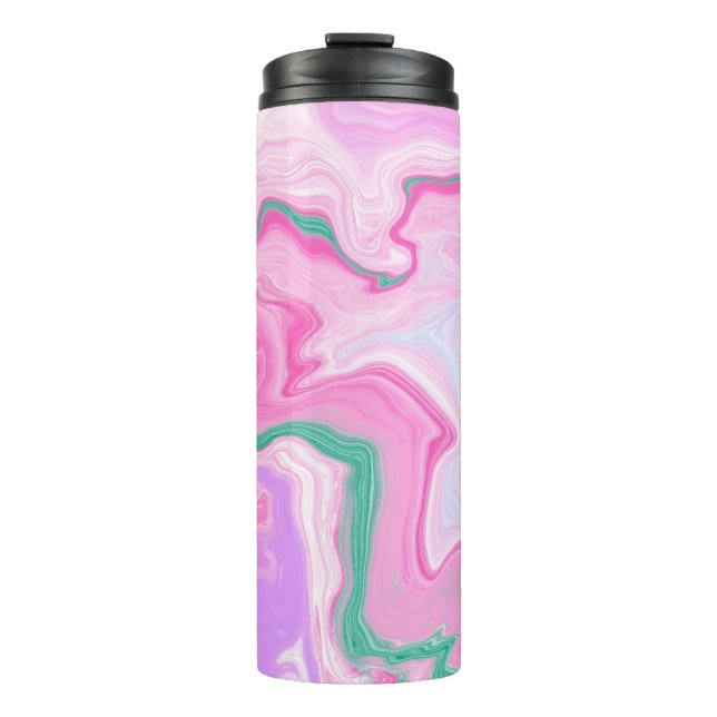  Pink, Purple, Mint Green Marble Art    Thermal Tumbler (Front)
