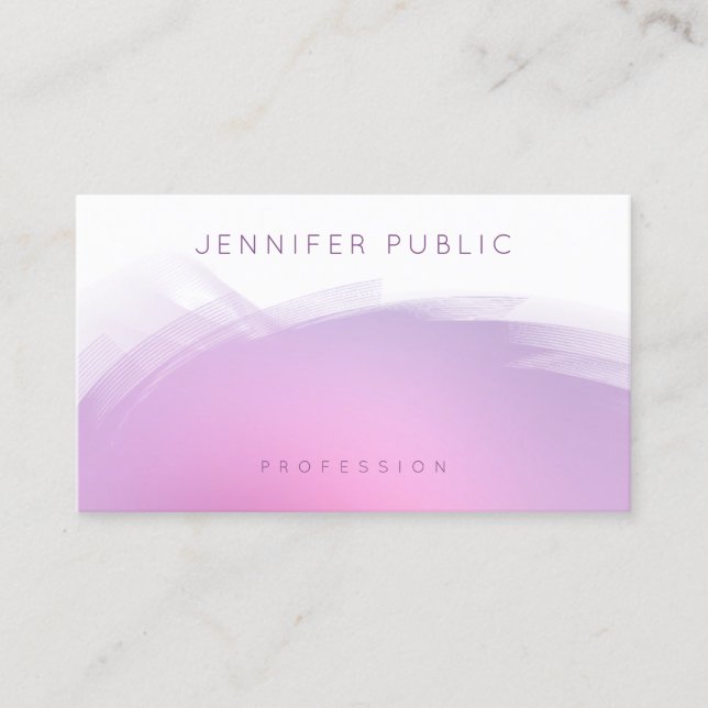 Pink Purple Modern Elegant Professional Template Business Card (Front)