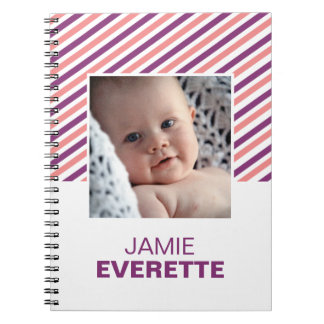 Pink purple modern stripes custom photo journal