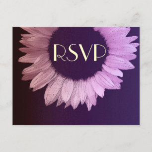 Pink Purple Modern Sunflower Wedding RSVP Large Card