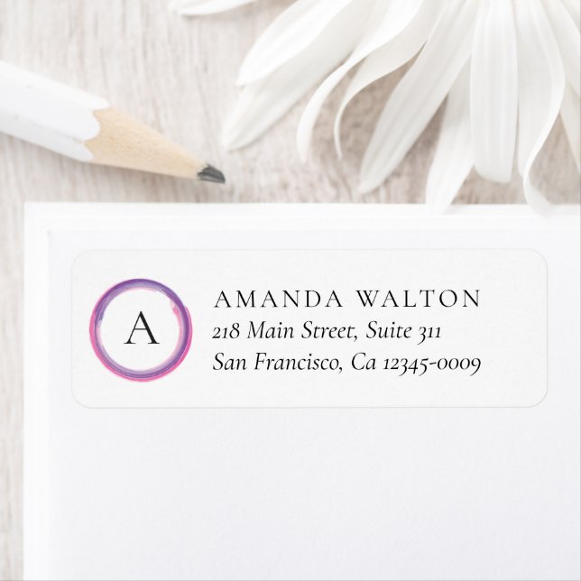 Pink Purple Monogram Business Return Address (Insitu)