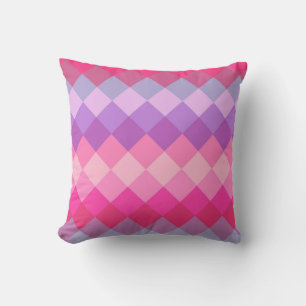 Pink & Purple Mosaic Diamond Geometric Pattern Cushion