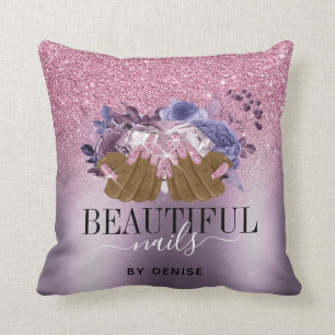 PINK purple nail salon woman hand nails technician Cushion