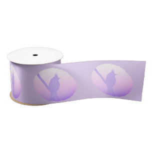 Pink Purple Nature Peaceful Animal Bird Silhouette Satin Ribbon