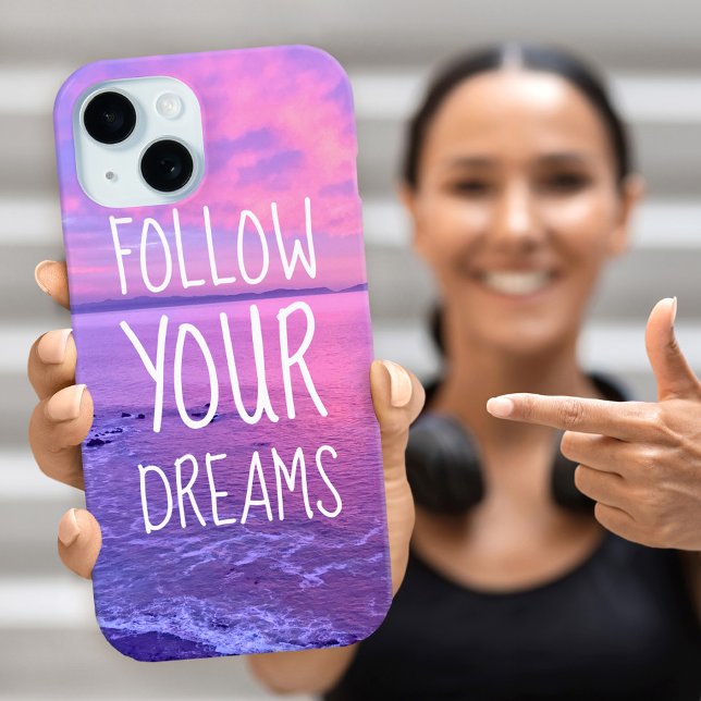 Pink Purple Ocean Sunset Follow Your Dreams Case-Mate iPhone Case (Creator Uploaded)