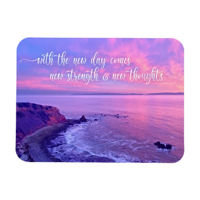 Pink Purple Ocean Sunset Photo Inspirational Quote Magnet (Horizontal)