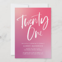 Pink Purple Ombre Calligraphy 21st Birthday