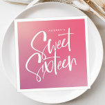 Pink Purple Ombre Calligraphy Sweet Sixteen  Napkin<br><div class="desc">Pink Purple Ombre Calligraphy Sweet Sixteen napkins features modern calligraphy on a bright and colourful gradient background.</div>