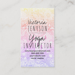 Pink purple ombre dreamcatcher floral doodles yoga business card