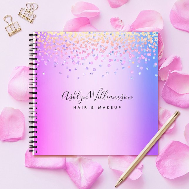 Pink purple ombre jewel hair stylist makeup artist notebook (Creator Uploaded)