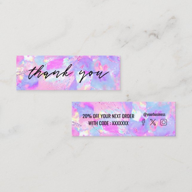 pink purple opal gemstone  mini business card (Front/Back)