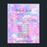 pink purple opal stone FAUX holograph  Flyer<br><div class="desc">beauty salon professional makeup artist flyer</div>
