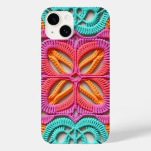 Pink Purple Orange Colourful Granny Square Crochet Case-Mate iPhone 14 Case