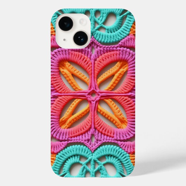 Pink Purple Orange Colourful Granny Square Crochet Case-Mate iPhone Case (Back)