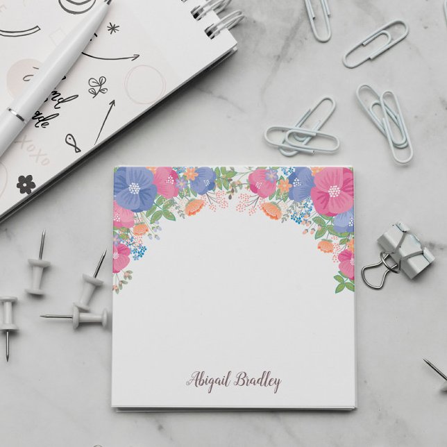 Pink Purple Orange Floral - Add Name Post-it Notes (Creator Uploaded)