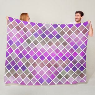 Pink Purple Orange Green Mosaic Fleece Blanket