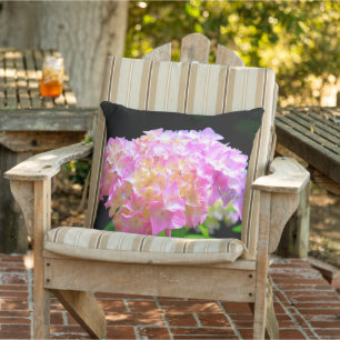 Pink purple orange hydrangeas cushion