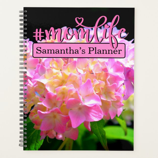 Pink purple orange hydrangeas #momlife planner (Front)