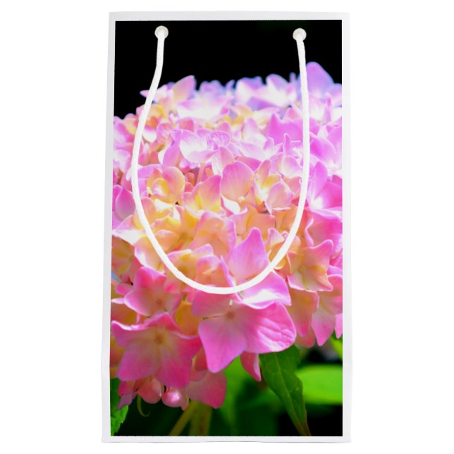 Pink purple orange hydrangeas small gift bag (Front)