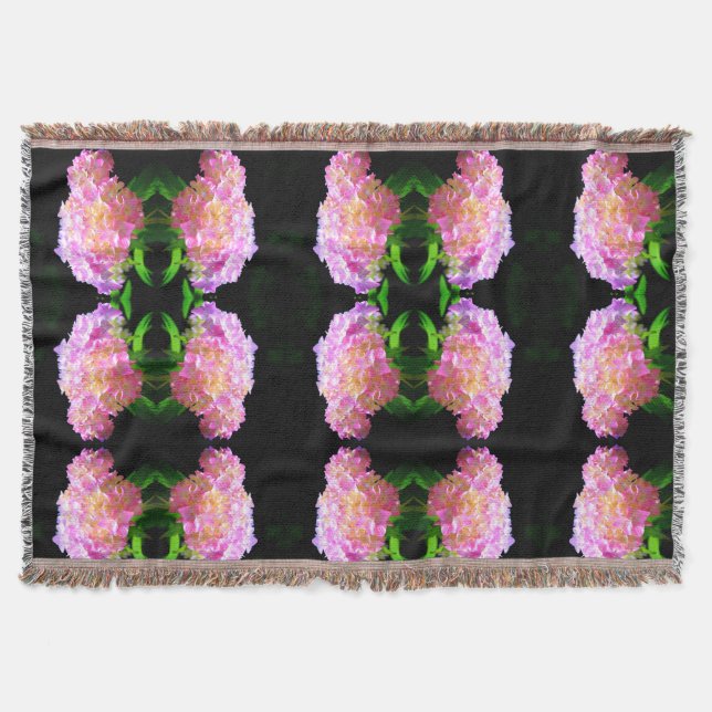 Pink purple orange hydrangeas throw blanket (Front)
