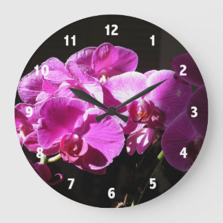 Pink Purple Orchids Flower Photography Clock