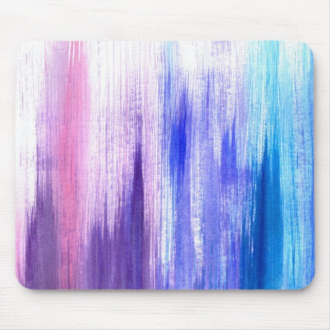 Pink Purple Paint Brush Strokes Painted Watercolor Mouse Mat (Front)
