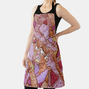 Pink purple painted volcanic stones drawing apron