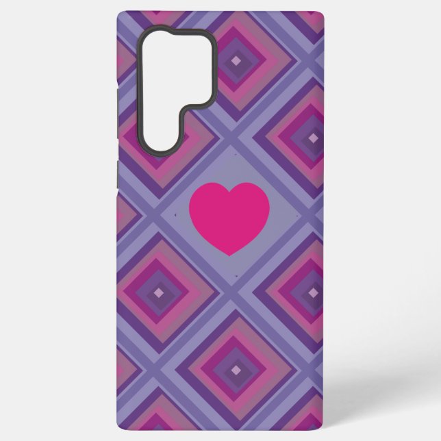 Pink purple passion diamond pattern criss cross  samsung galaxy s22 ultra case (Back)