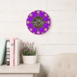 Pink Purple Passion Islam Arabic Calligraphy Large Clock<br><div class="desc">Custom Art Wall Clock : Unique design in energising fuschia and pink together with vibrant lime green accented geometric mandala (circle) centred with the beautiful Islam blessings in Arabic calligraphy. ♥ webgrrl.art</div>