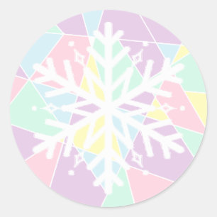 Pink Purple Pastel  Christmas Snowflake Classic Round Sticker