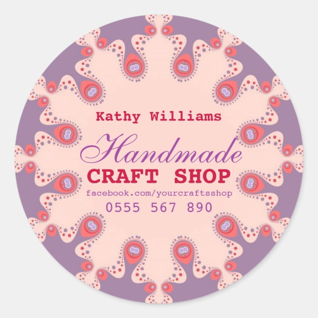 Pink Purple Pastel Crafts Product Label Sticker (Front)