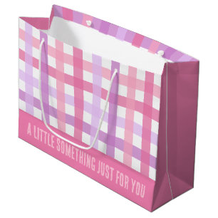 Pink Purple Pastel Modern Gingham Pattern Large Gift Bag