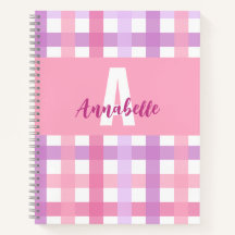 Pink Purple Pastel Monogram Gingham Pattern