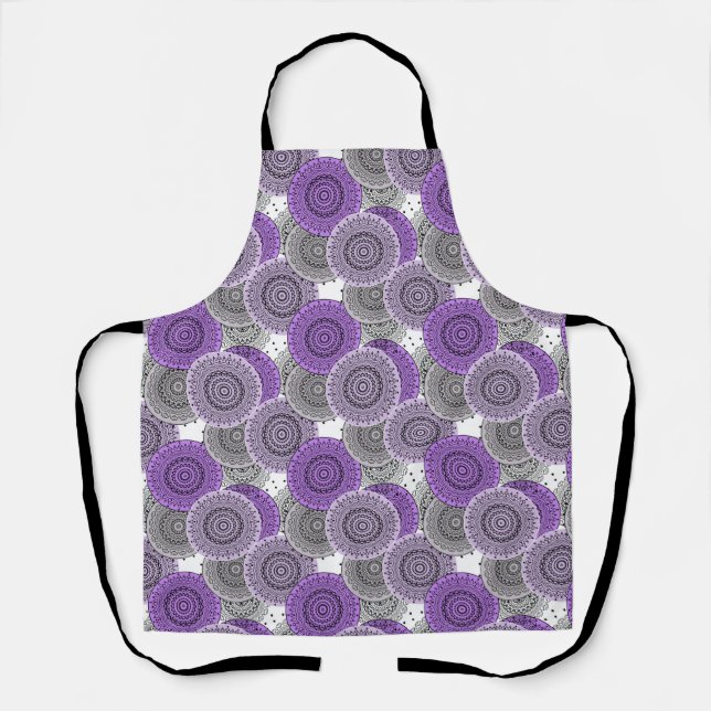 Pink purple pattern arabic mandala oriental style apron (Front)