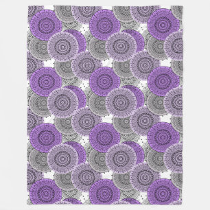 Pink purple pattern arabic mandala oriental style fleece blanket