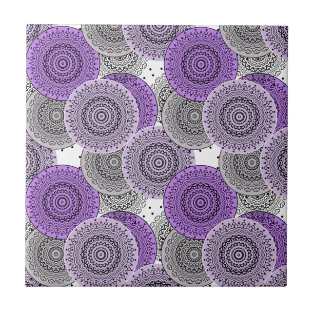 Pink purple pattern arabic mandala oriental style tile (Front)