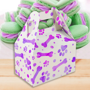 Pink Purple Paw Prints Watercolor Birthday Favour Box