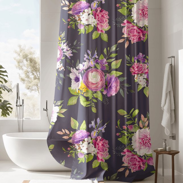 Pink & Purple Peonies Floral Bouquet Shower Curtain (Creator Uploaded)