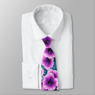 Pink & Purple Petunia Flowers Tie