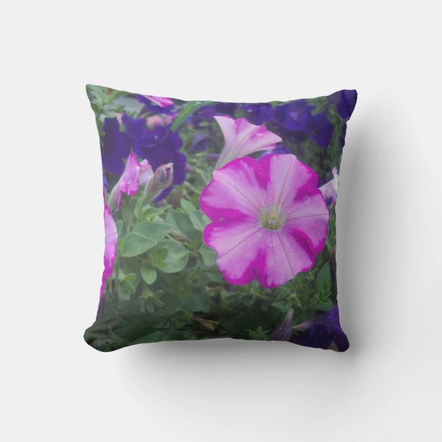 Pink & Purple Petunias Cushion (Front)